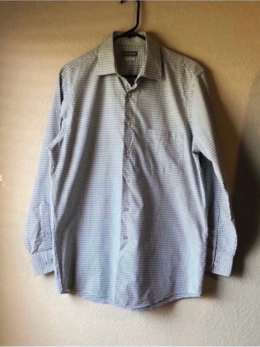 Van Heusen Shirt Men’s Green Checkered Regular Fit Button Down M 15-15 1/2,32/33